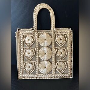 Vintage Fine Natural Woven Straw Handbag By Sea World